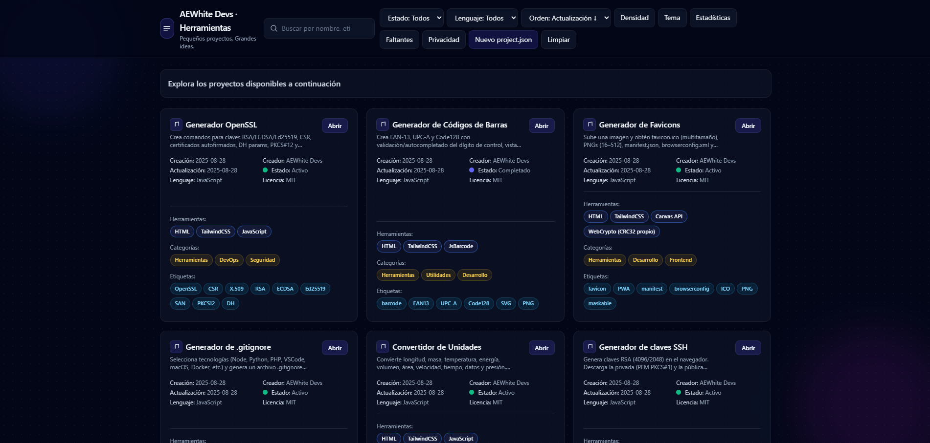 Vista previa Herramientas